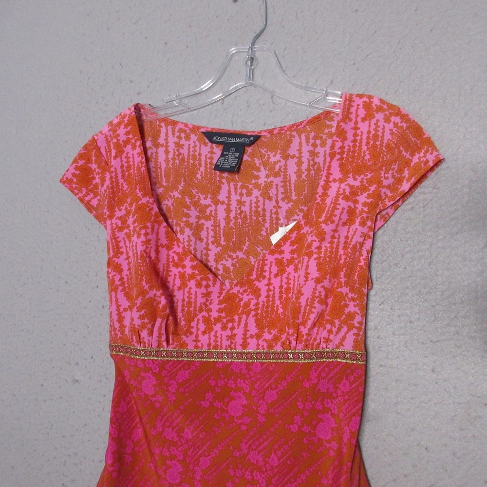Vintage Jonathan Martin Dress 7 Pink Orange Floral Fairy Boho Y2K Coquette NWT‎